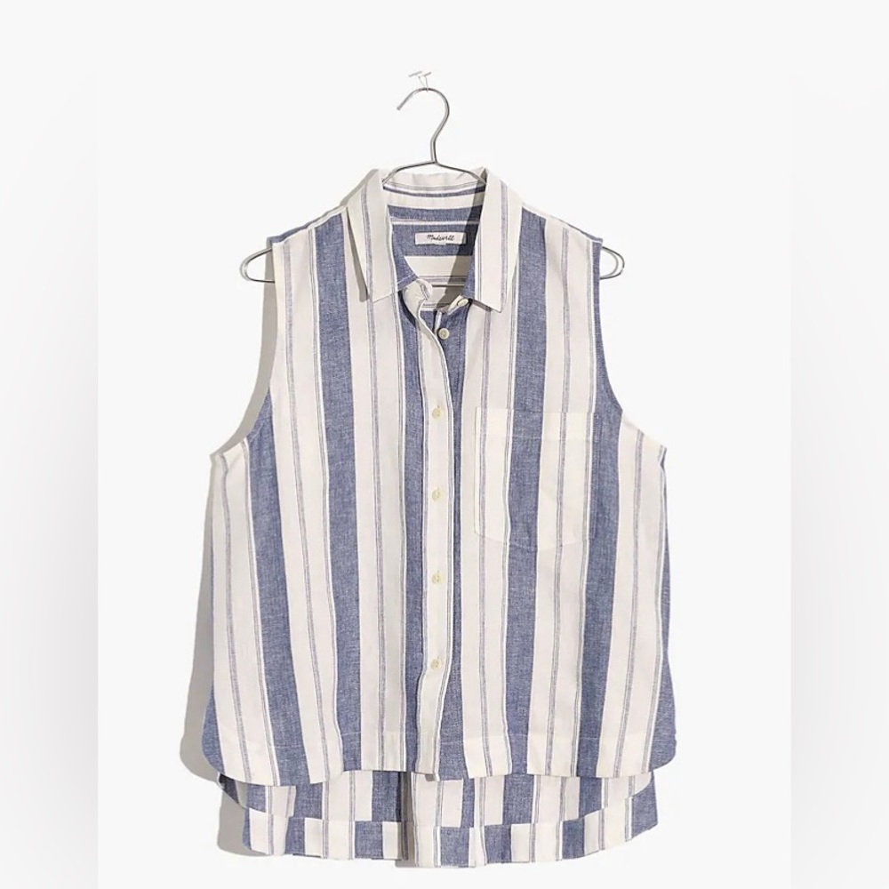 Madewell Linen/ Cotton Tops Striped Sleeveless Shirt women’s size L